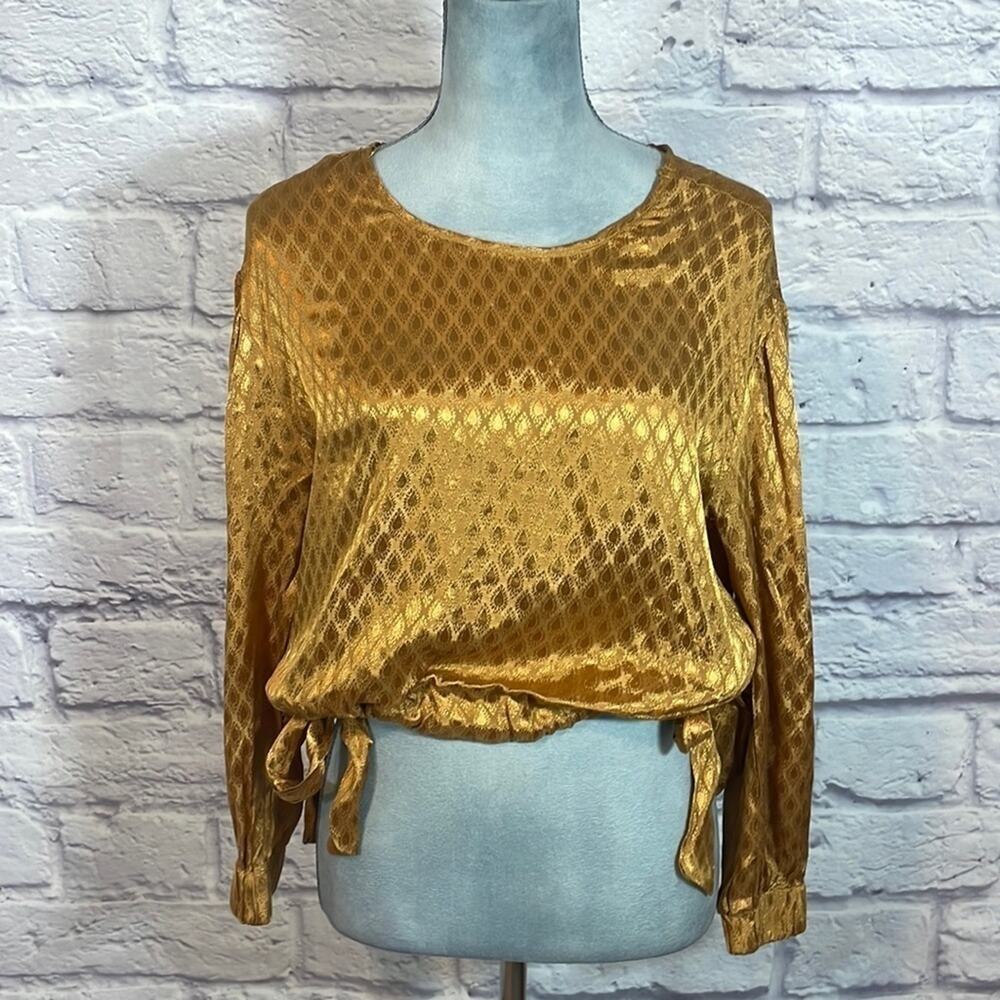Band of Gypsies satin side tie crop top blouse - Picture 2 of 6